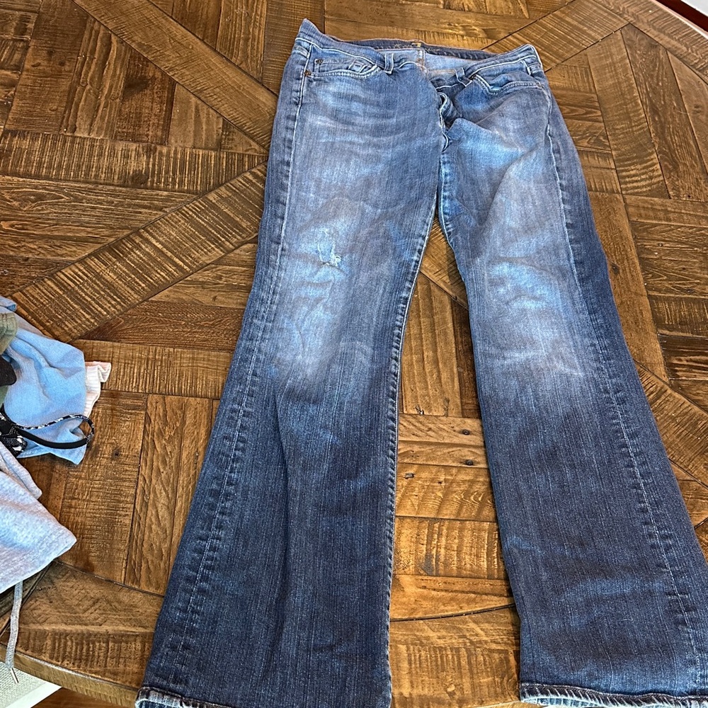 7 For All Mankind Dark Blue Flare Jeans